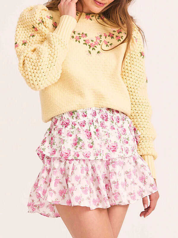 Pink Floral Miniskirt