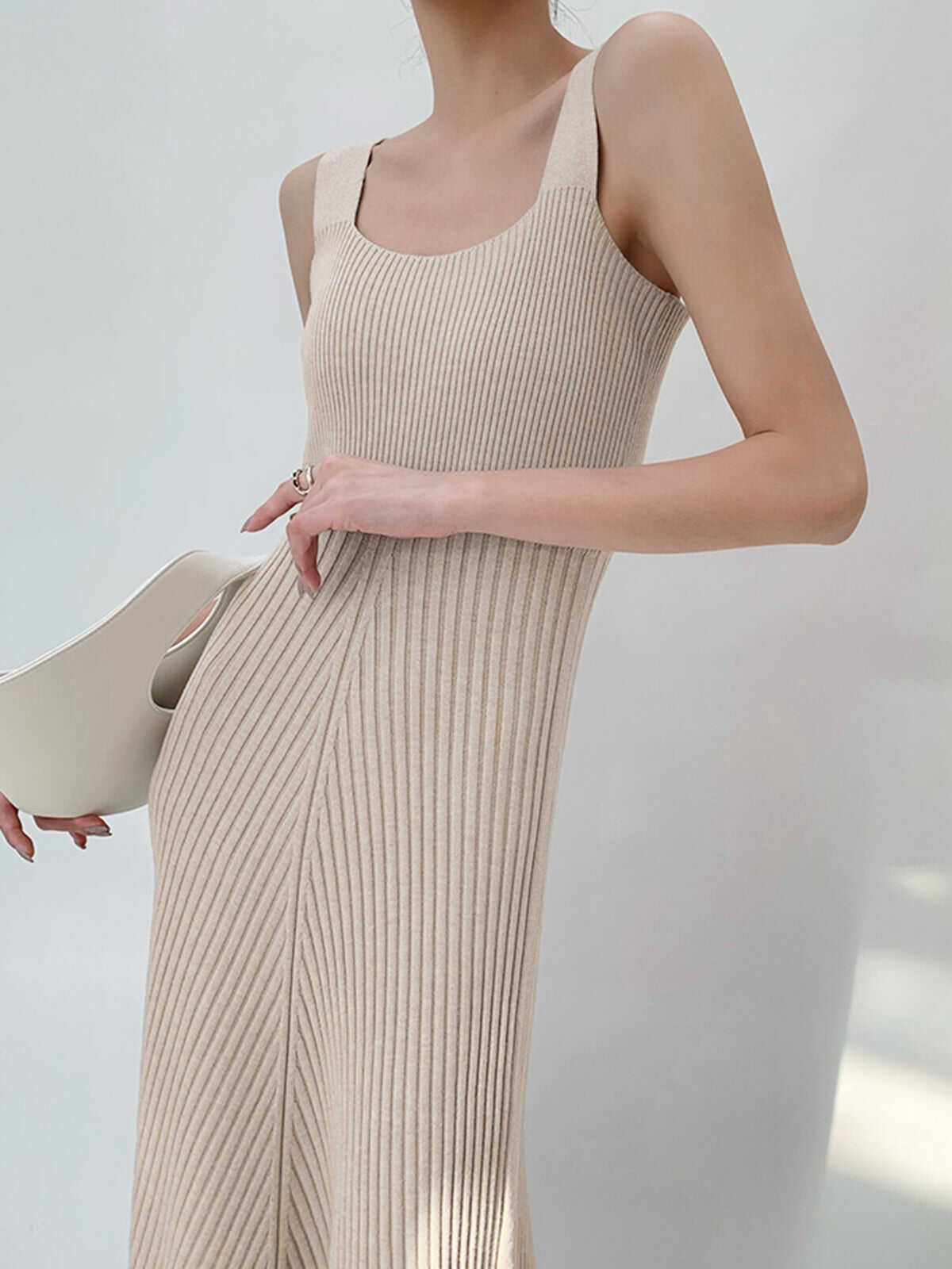 Solid Flowy Knit Midi Dress