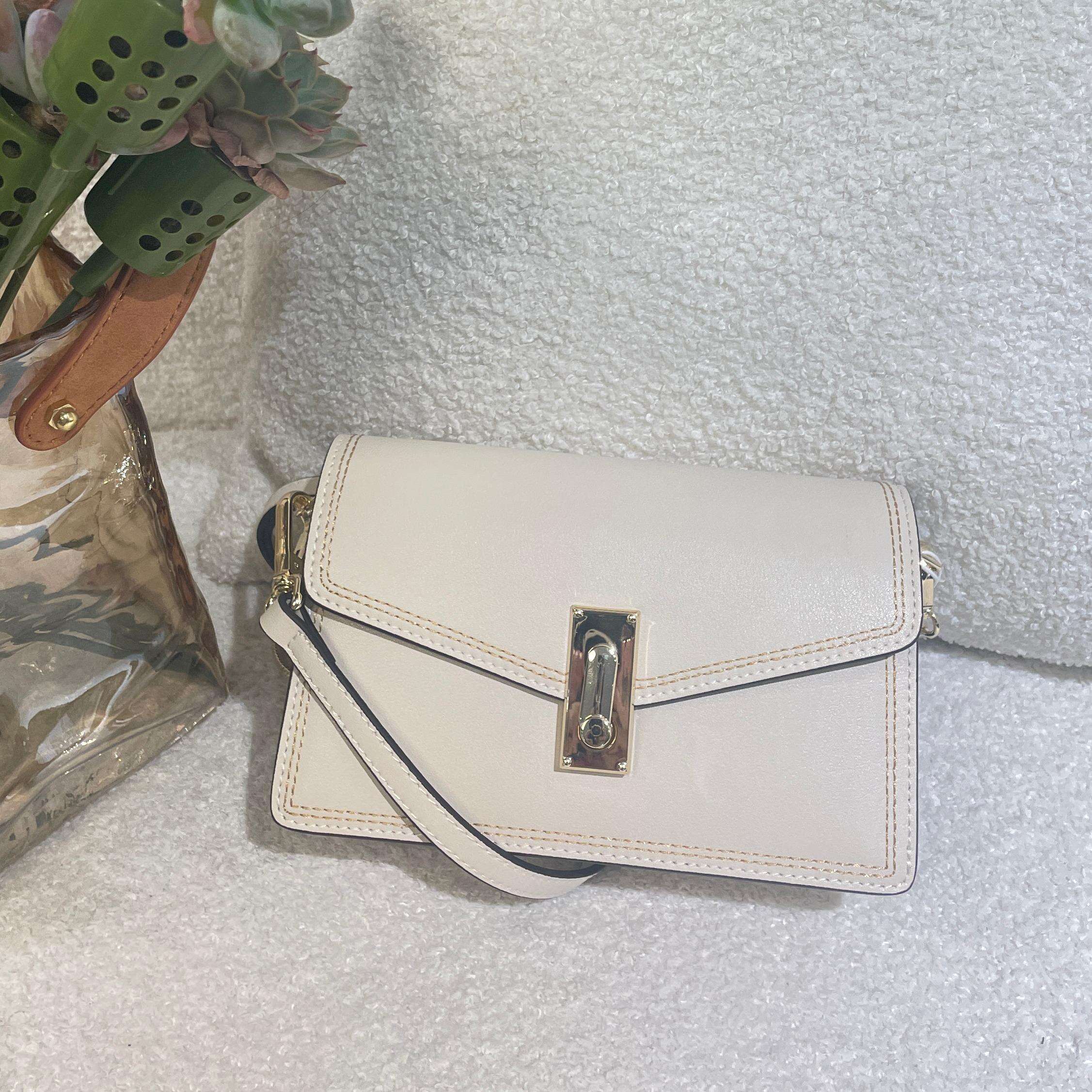 Cow leather flap small square bag
