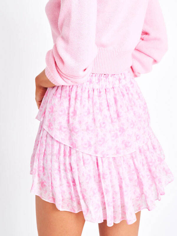 Pink Floral Print Skirt