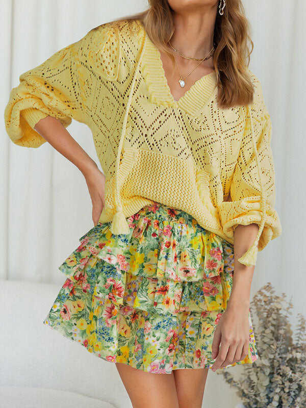 Yellow Floral Miniskirt