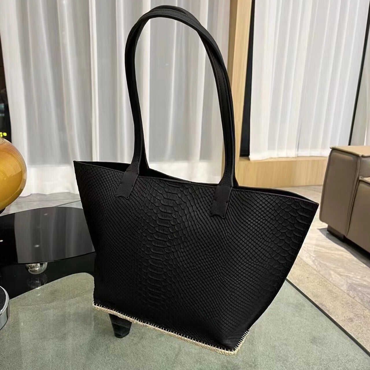 Large Yak Leather Tot Bag Full Grain Leather Shoulder Bag