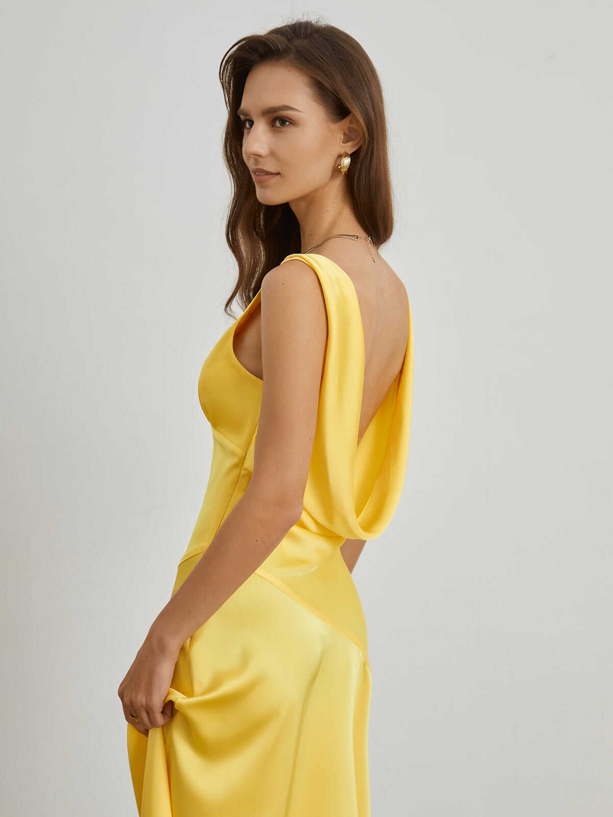 Satin Open Back Midi Dress