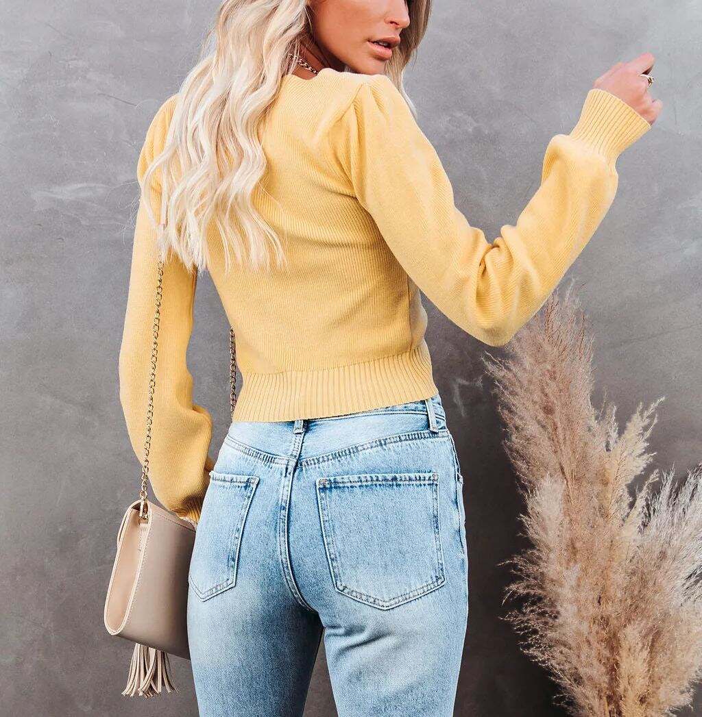 Ruched Crop Knit Sweater Top