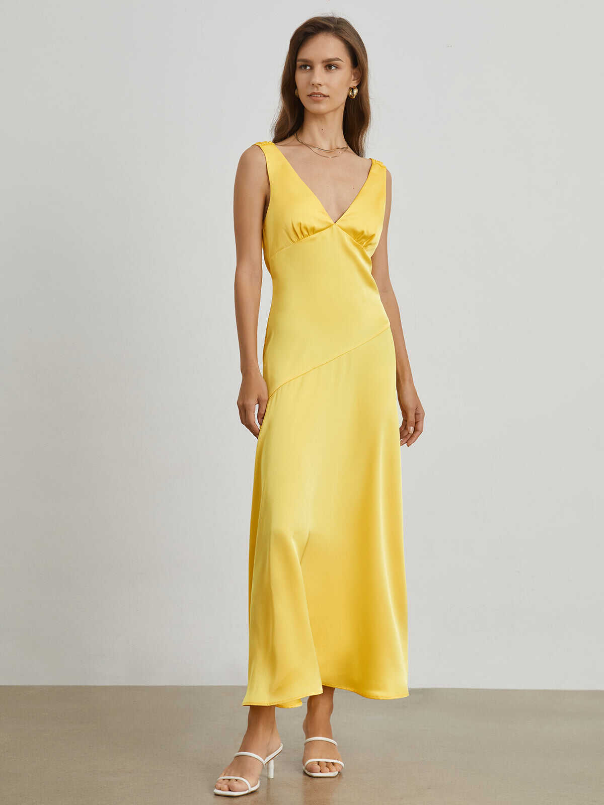 Satin Open Back Midi Dress