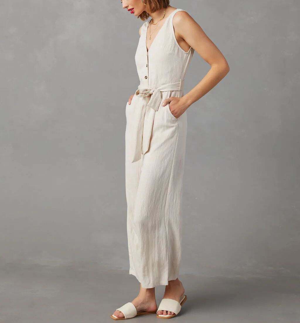 Sleeveless Tie Waist Jumpsuit