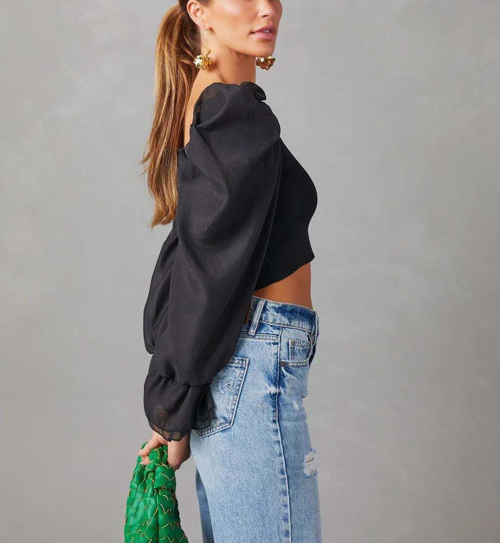 Statement Sleeve Crop Blouse