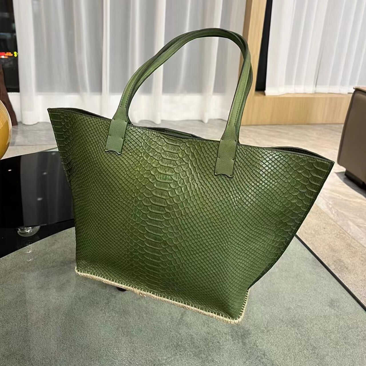 Large Yak Leather Tot Bag Full Grain Leather Shoulder Bag