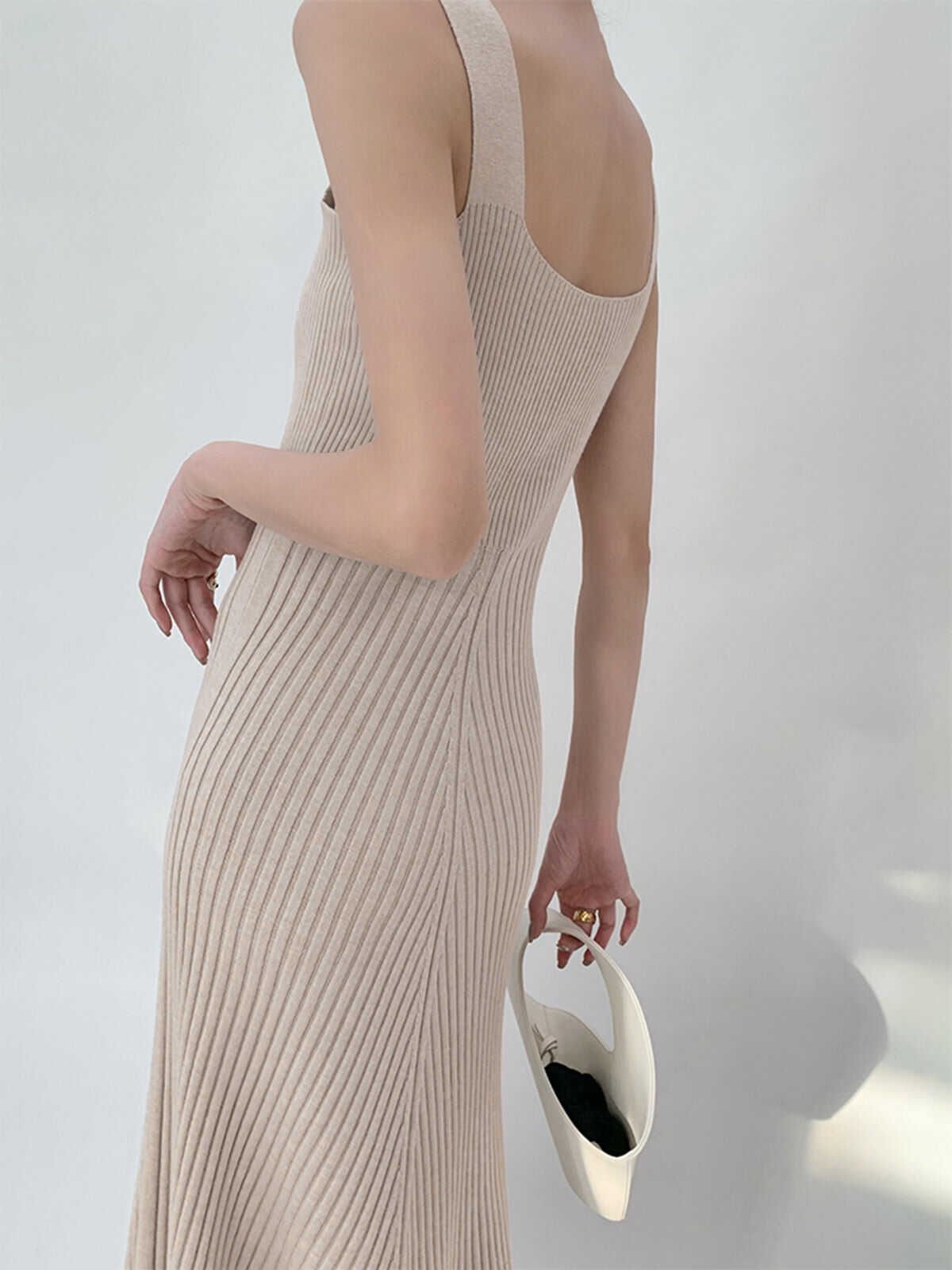 Solid Flowy Knit Midi Dress