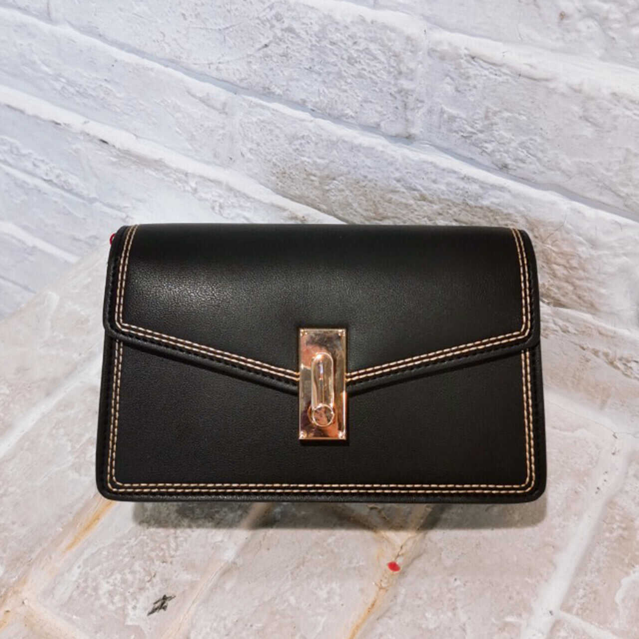 Cow leather flap small square bag