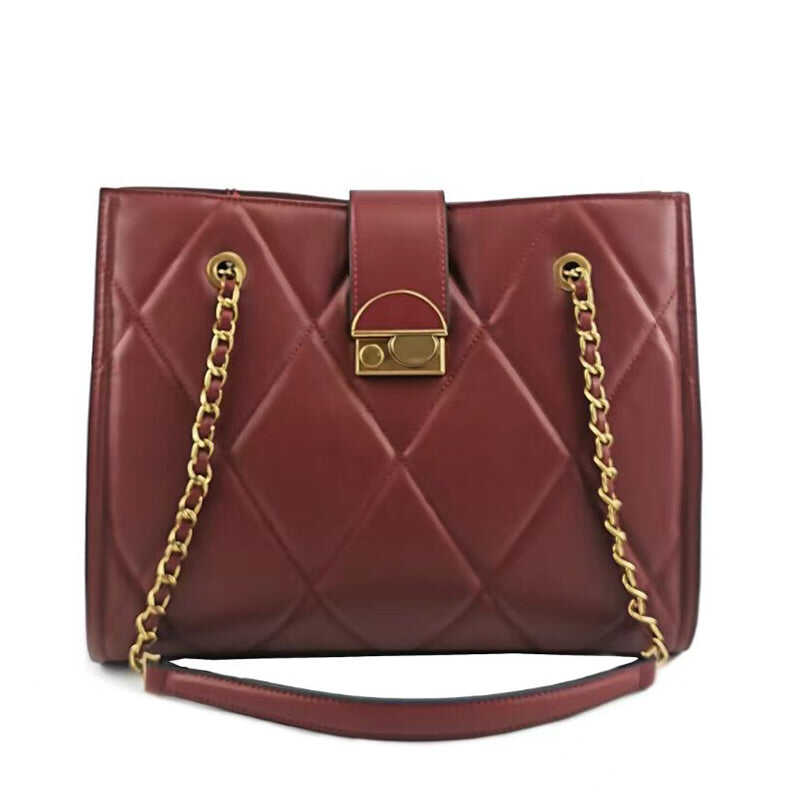 Diamond quilted cowhide tote bag shoulder bag crossbody bag