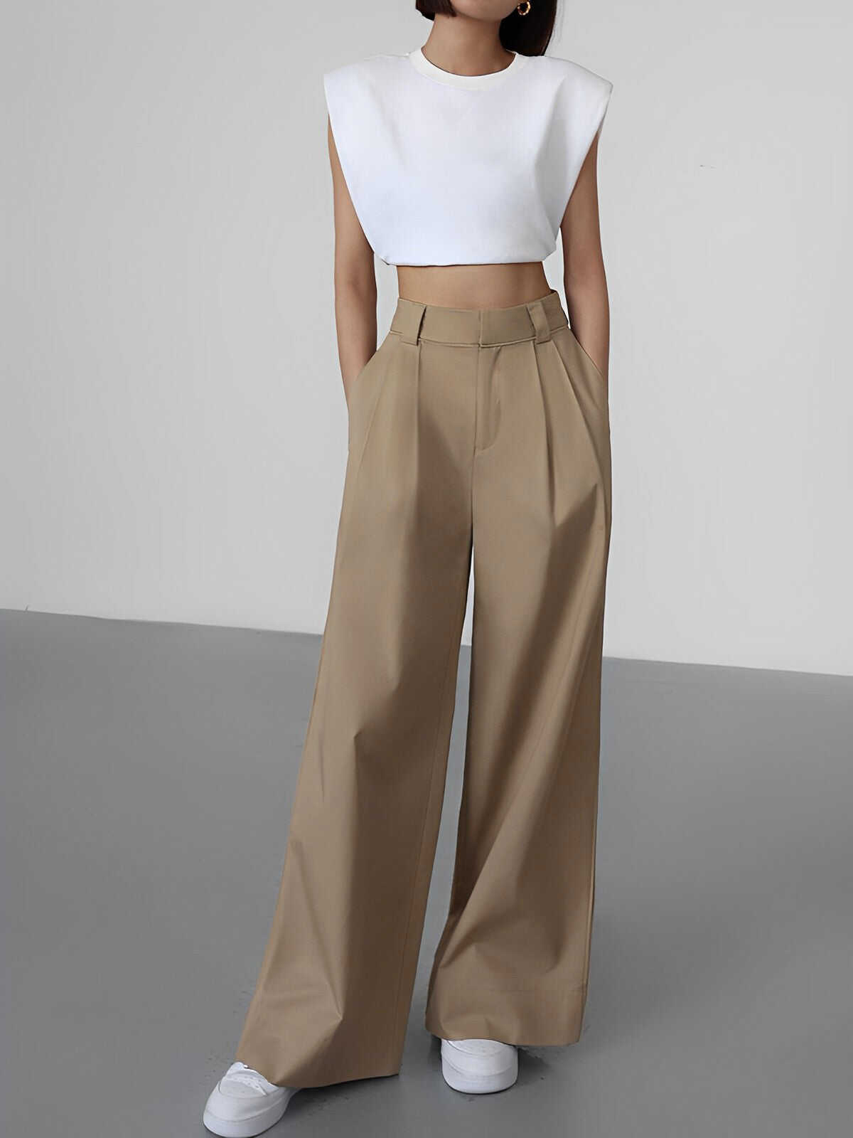 Effortless Full Length Pleated Wide Leg Pants