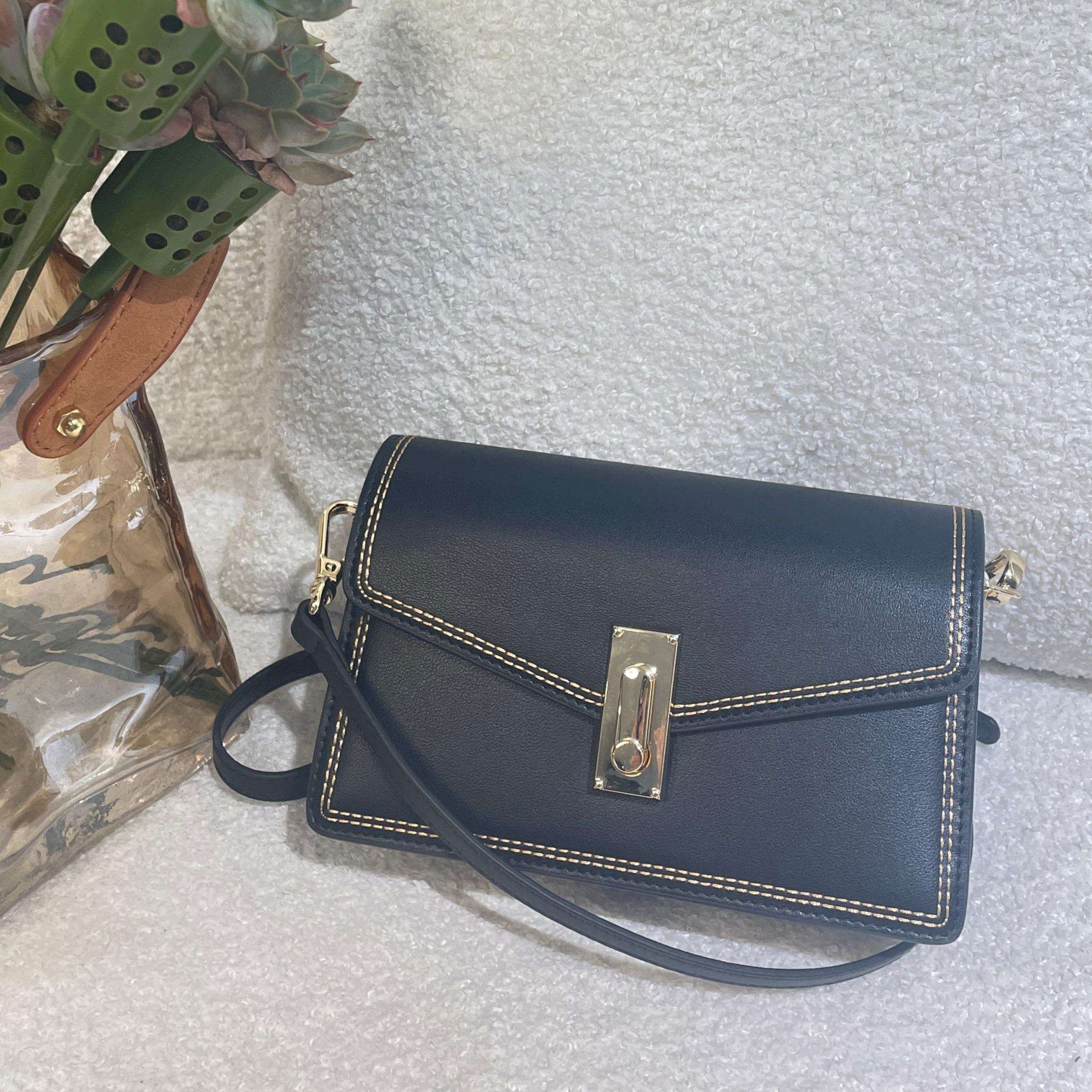 Cow leather flap small square bag