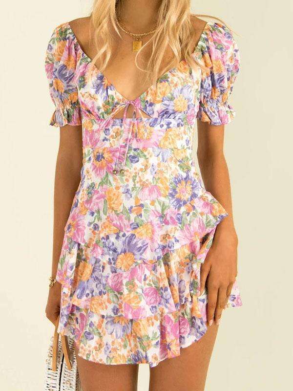Floral print mini dress