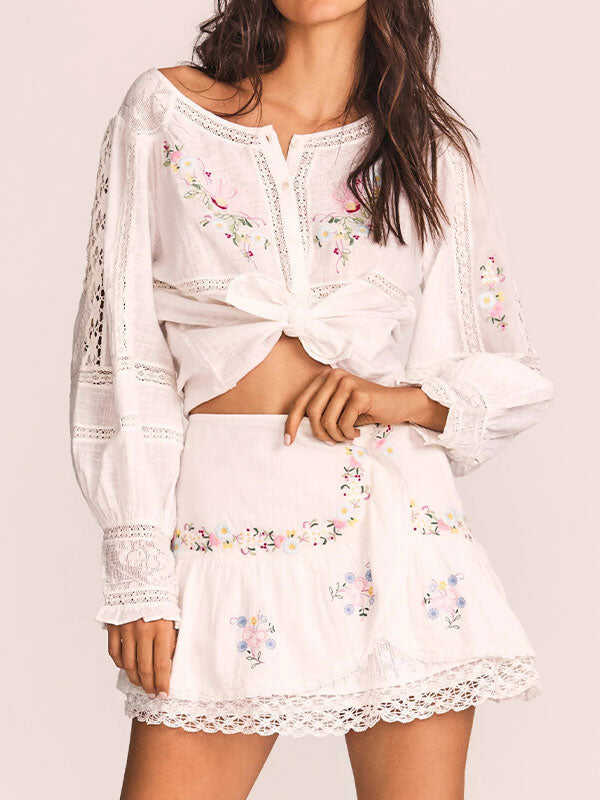 Lace Floral Miniskirt