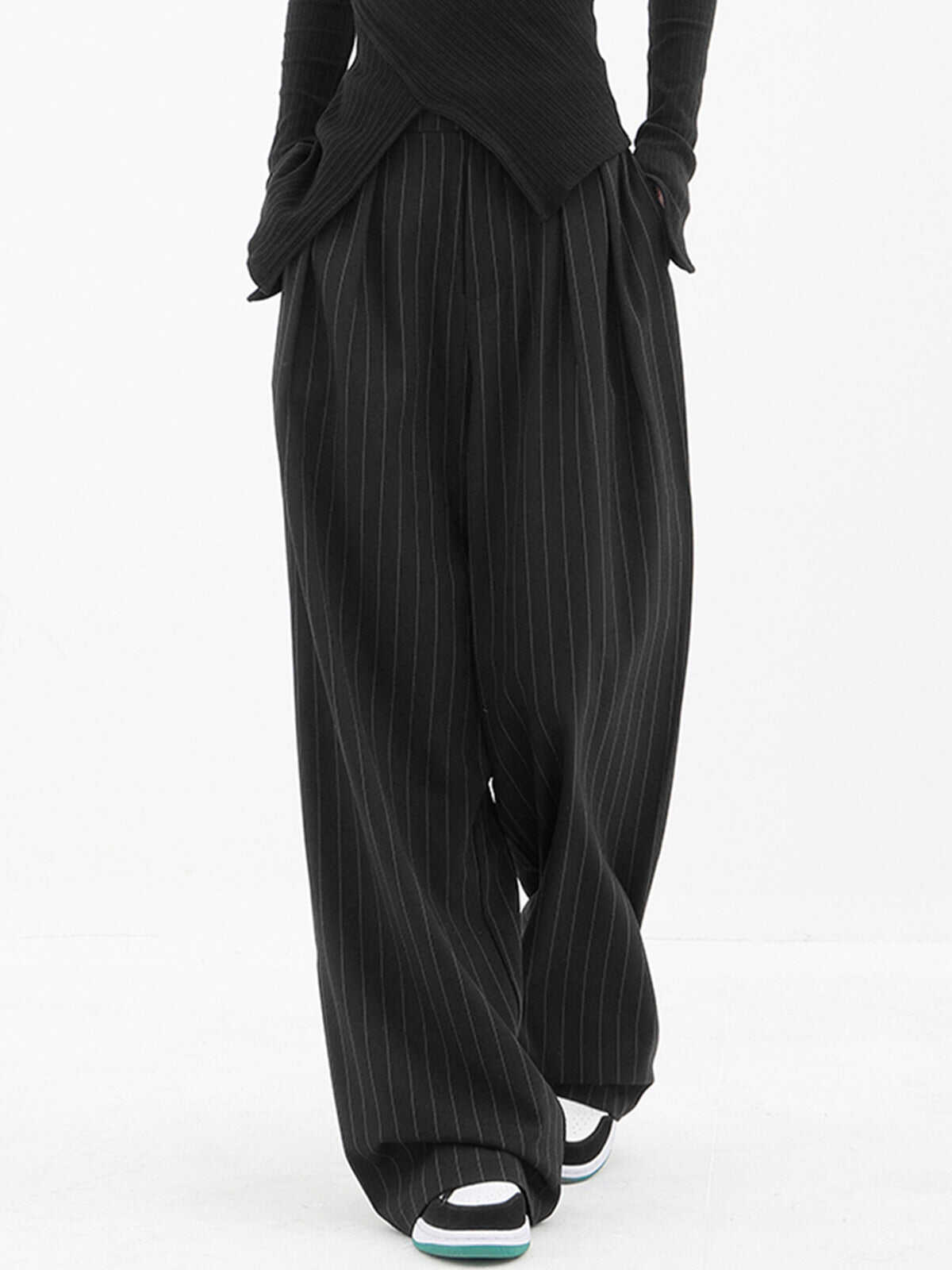 Baggy Pinstripe Wide Leg Pants