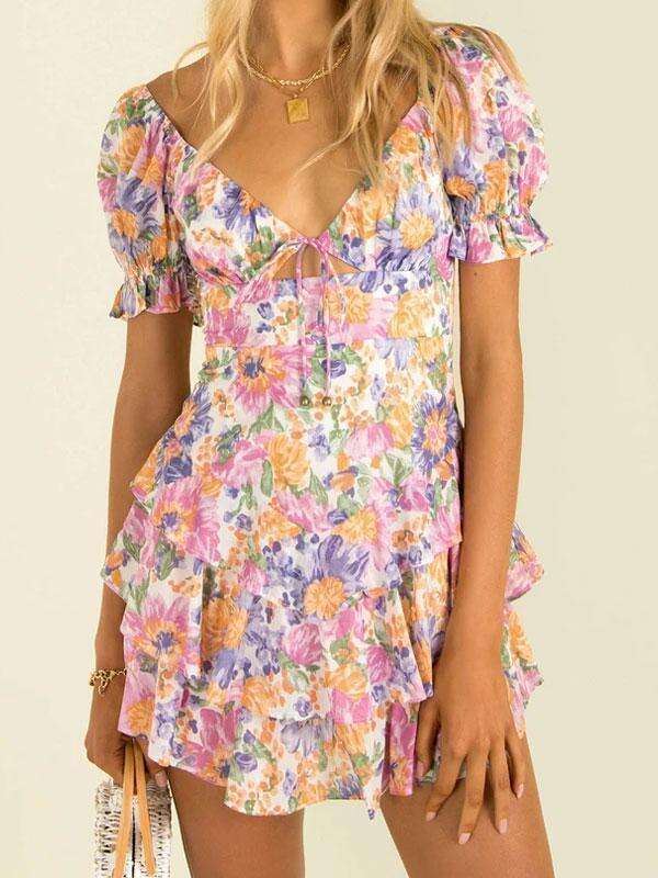 Floral print mini dress