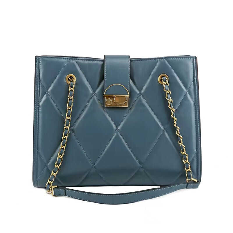 Diamond quilted cowhide tote bag shoulder bag crossbody bag
