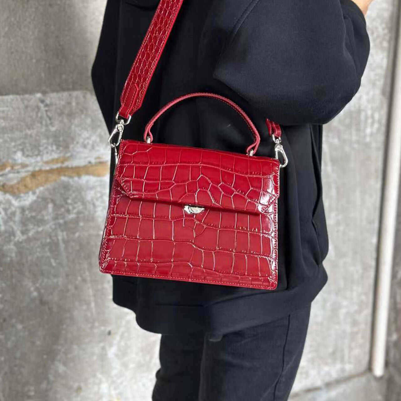 Cowhide leather crossbody bag wide shoulder strap flap bag handbag