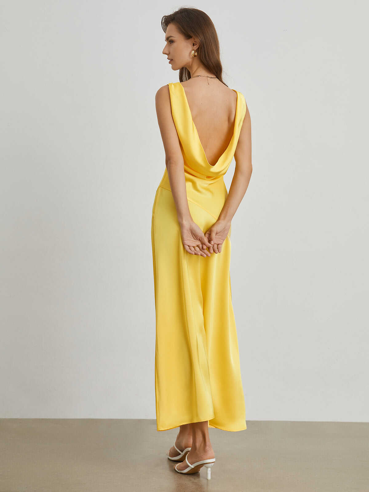 Satin Open Back Midi Dress