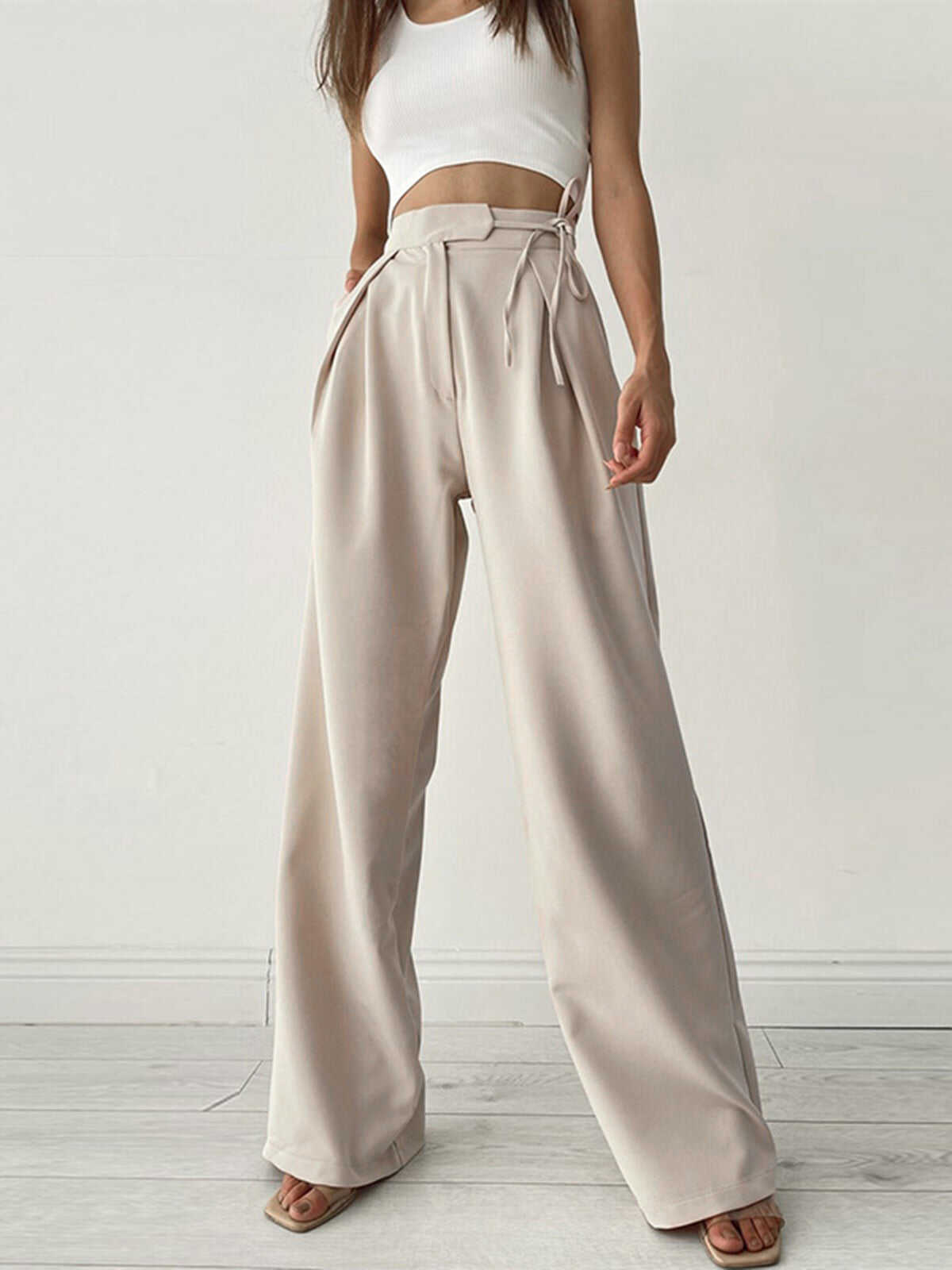 Casual Tied Wide Leg Pants