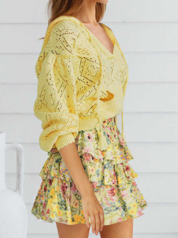 Yellow Floral Miniskirt