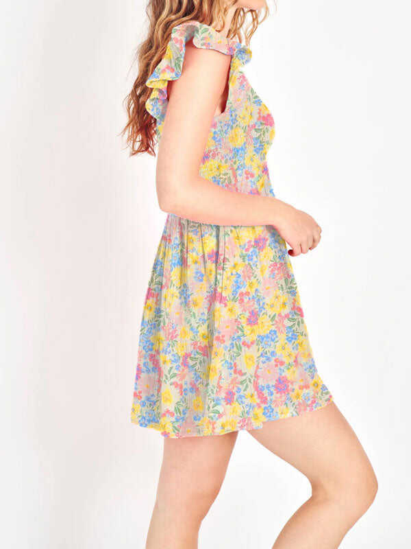 Floral pleated playsuit