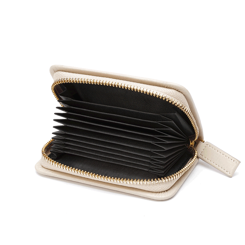 Cowhide Organ Pleated Card Holder
