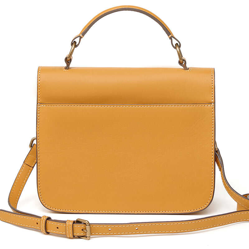 【Big Messenger Bag】Sunset yellow head layer cowhide messenger bag handbag crossbody dual-use bag