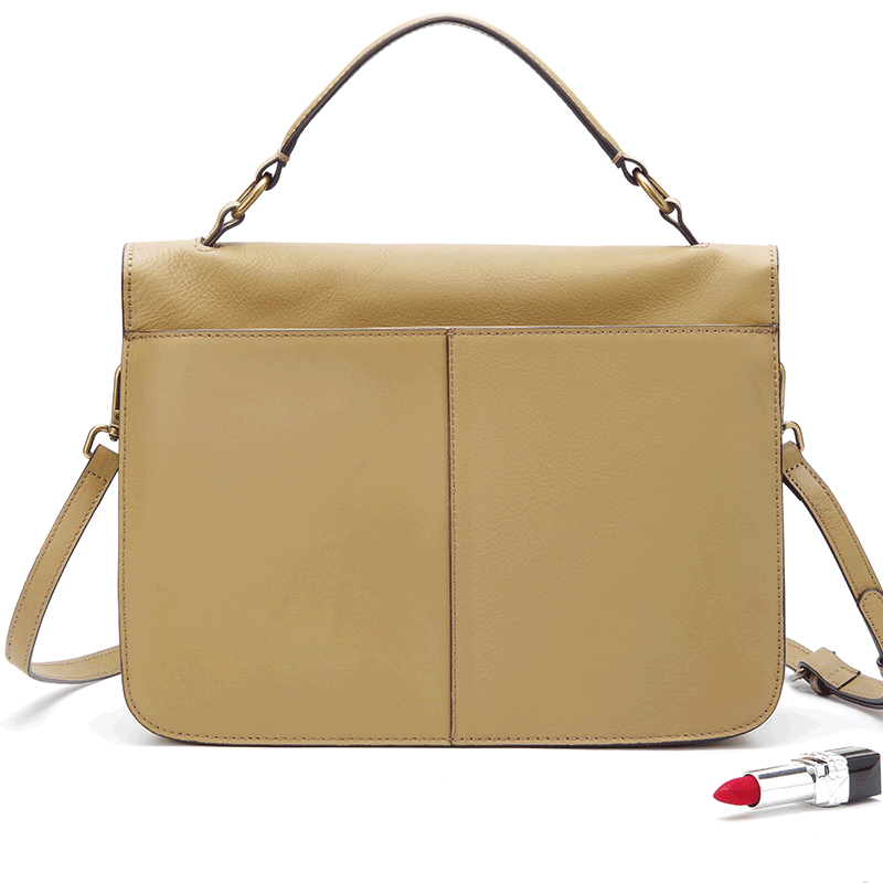 【Big Messenger Bag】Sunset yellow head layer cowhide messenger bag handbag crossbody dual-use bag