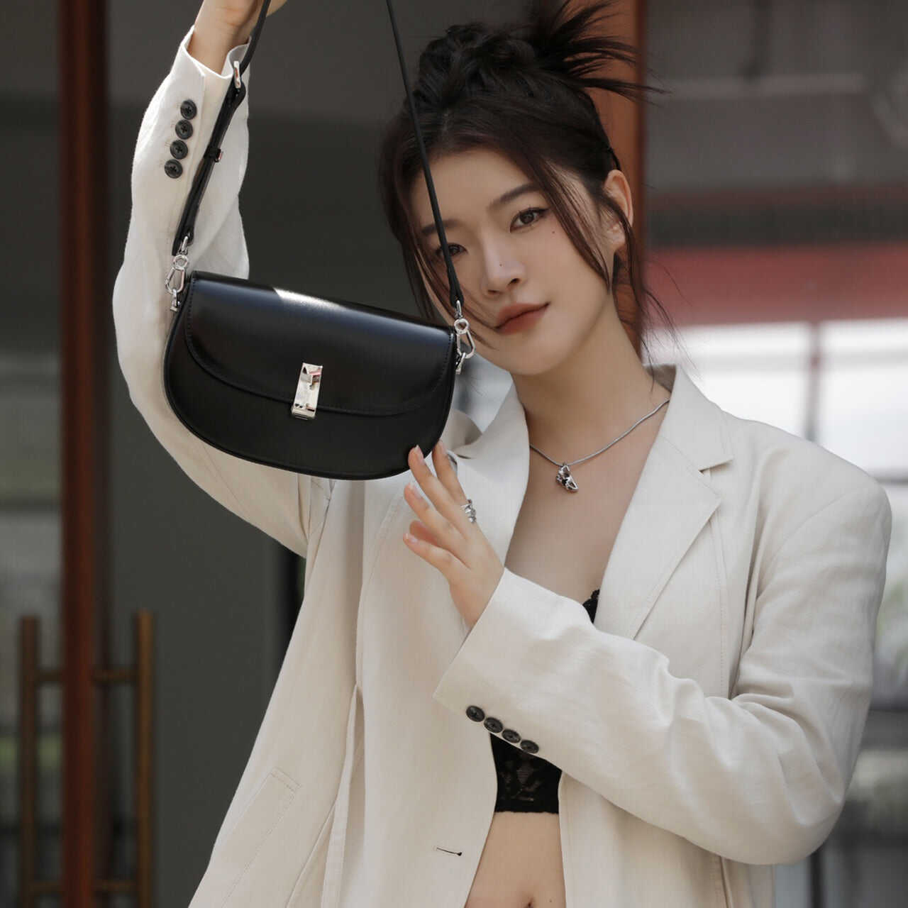 Luxury grade high quality cowhide saddle bag shoulder and crossbody