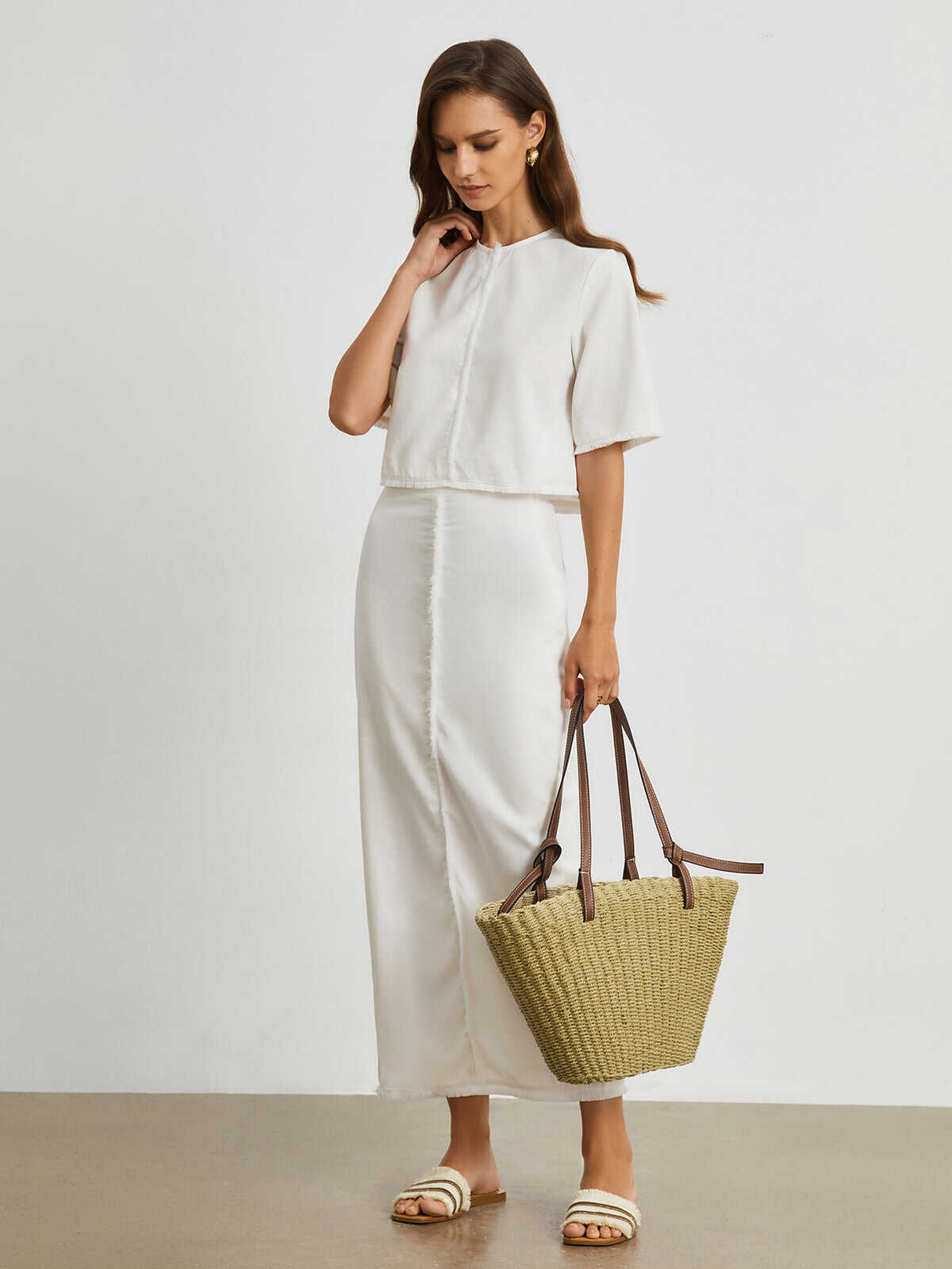 Cotton Linen Two Piece Skirt Set