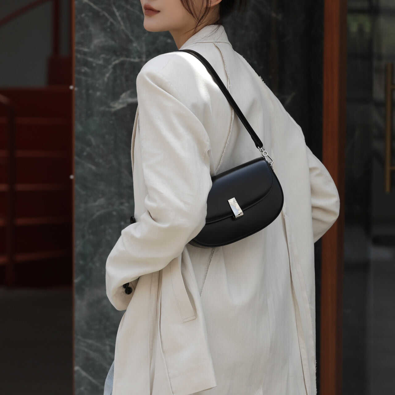 Luxury grade high quality cowhide saddle bag shoulder and crossbody
