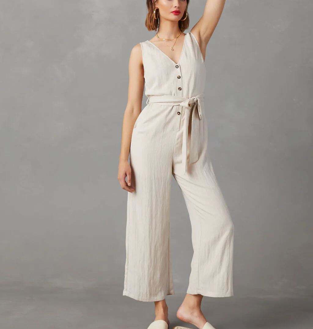 Sleeveless Tie Waist Jumpsuit