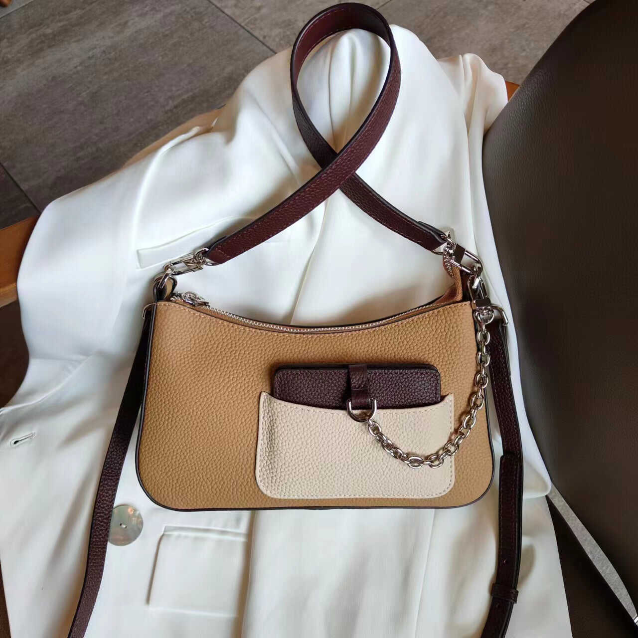 Women's shoulder bag top grain cowhide underarm bag crossbody bag