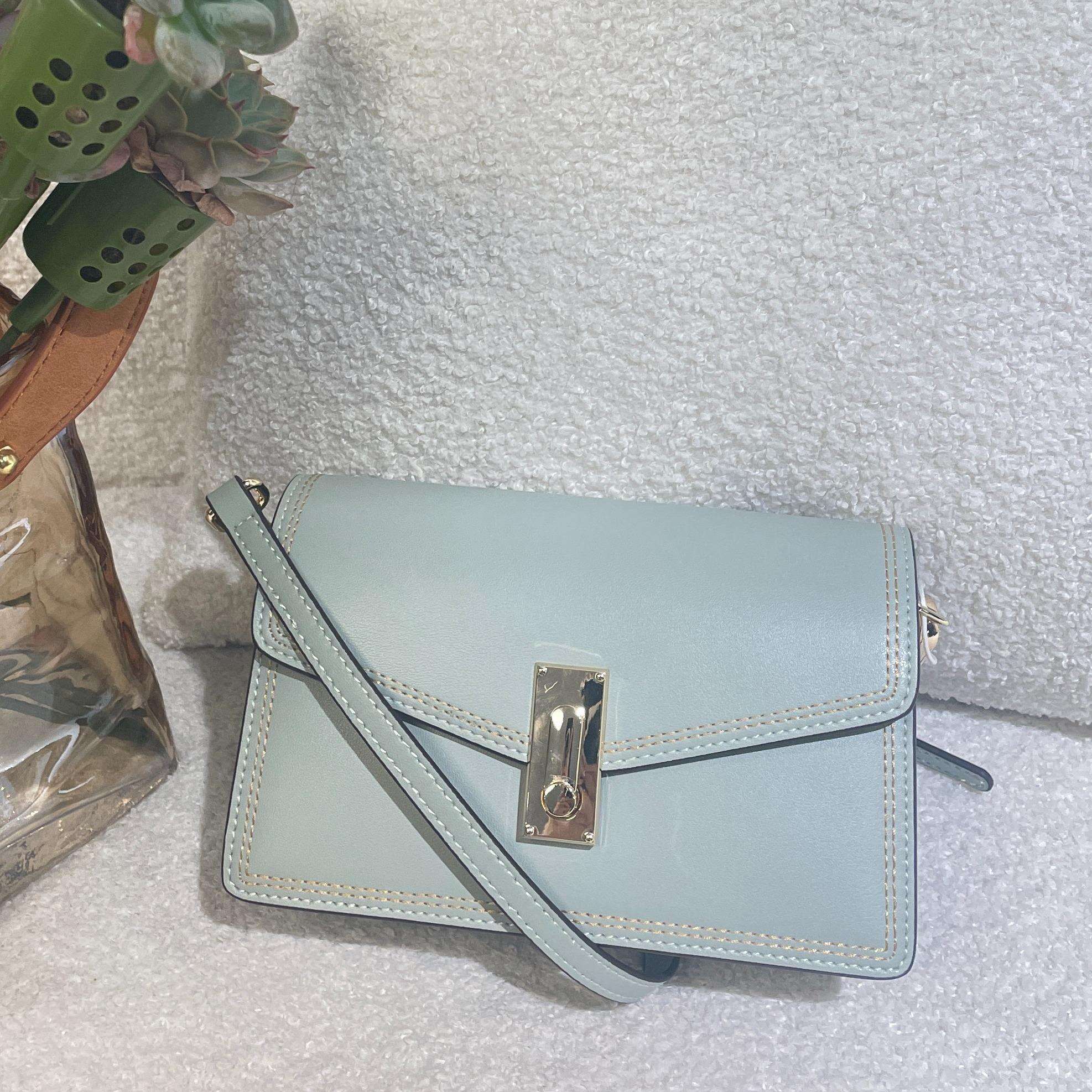 Cow leather flap small square bag