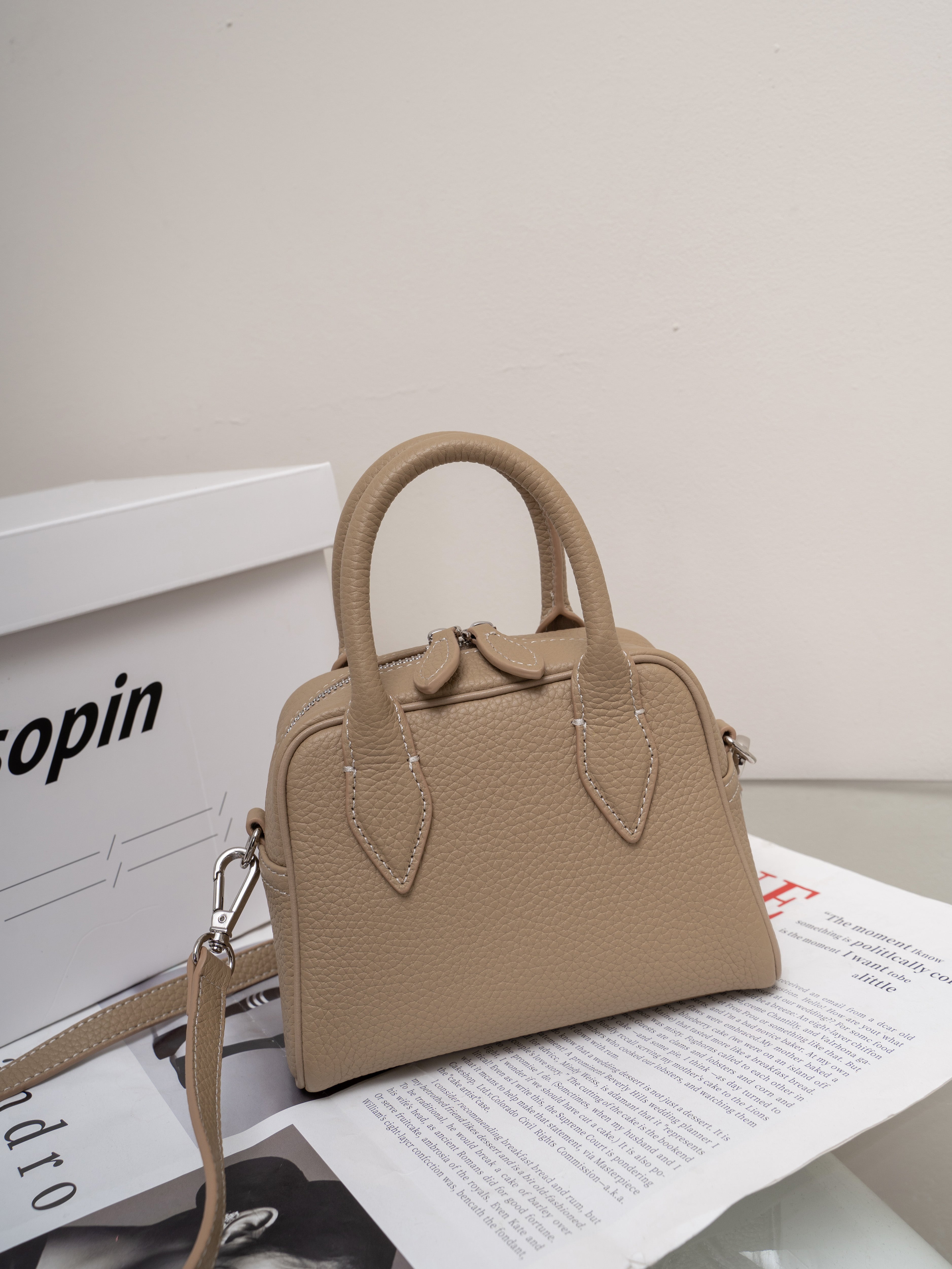 High quality small Boston bag togo cow leather shoulder bag handbag