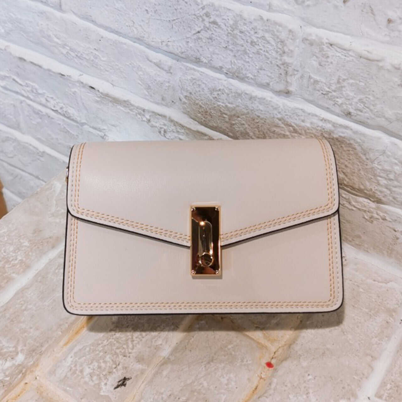 Cow leather flap small square bag