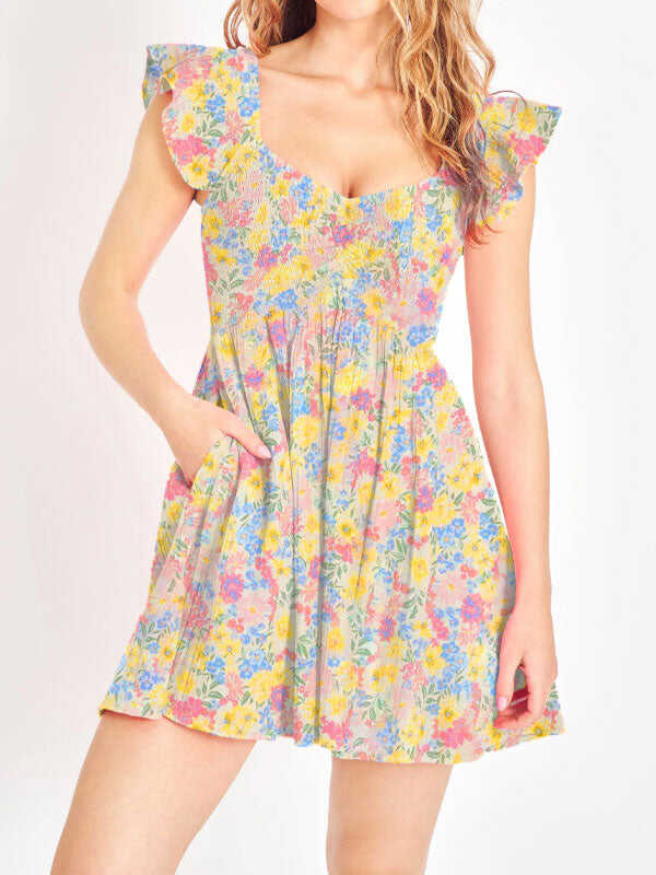 Floral pleated playsuit