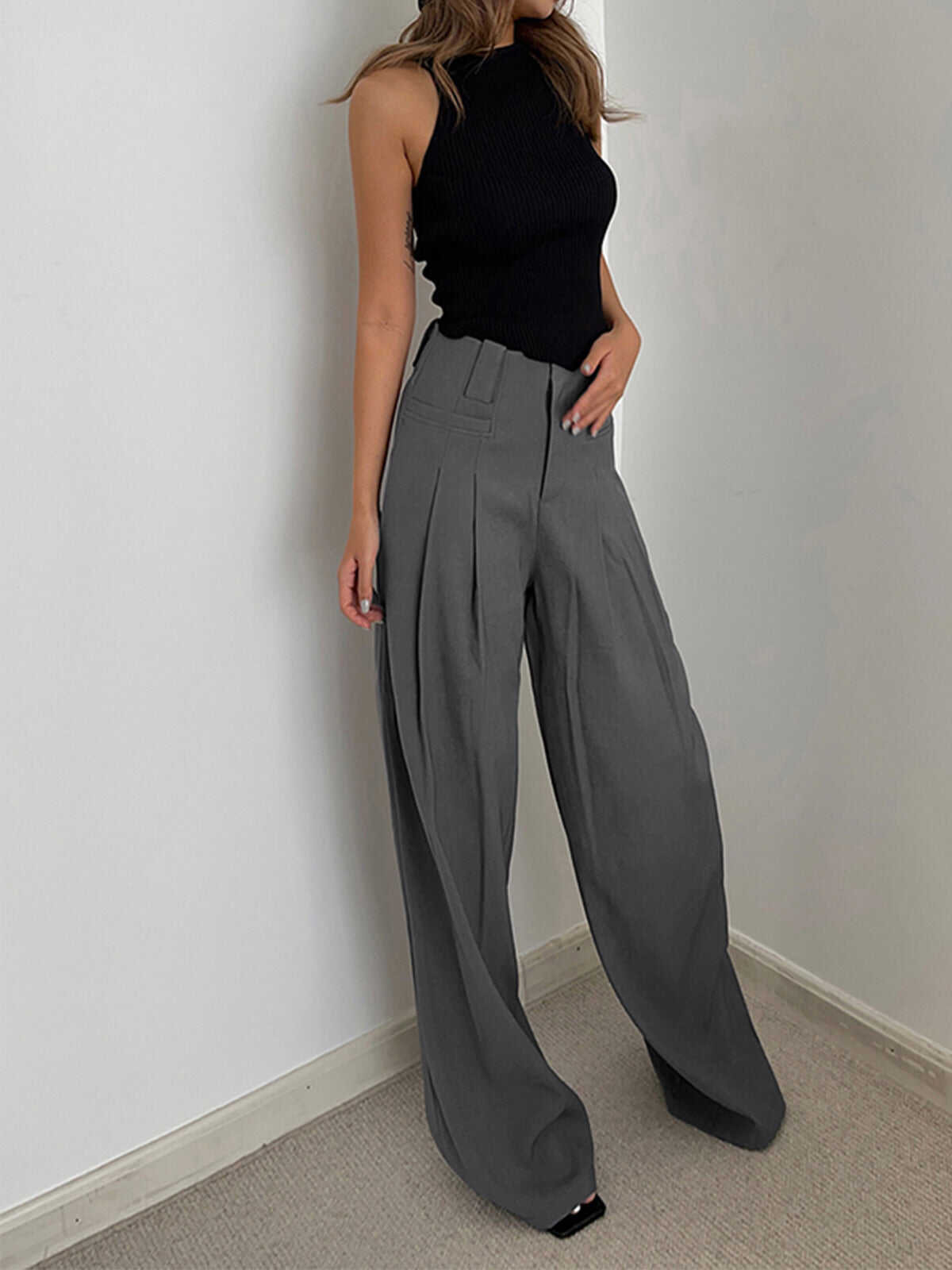 Leisure Pleated Wide Leg Pants