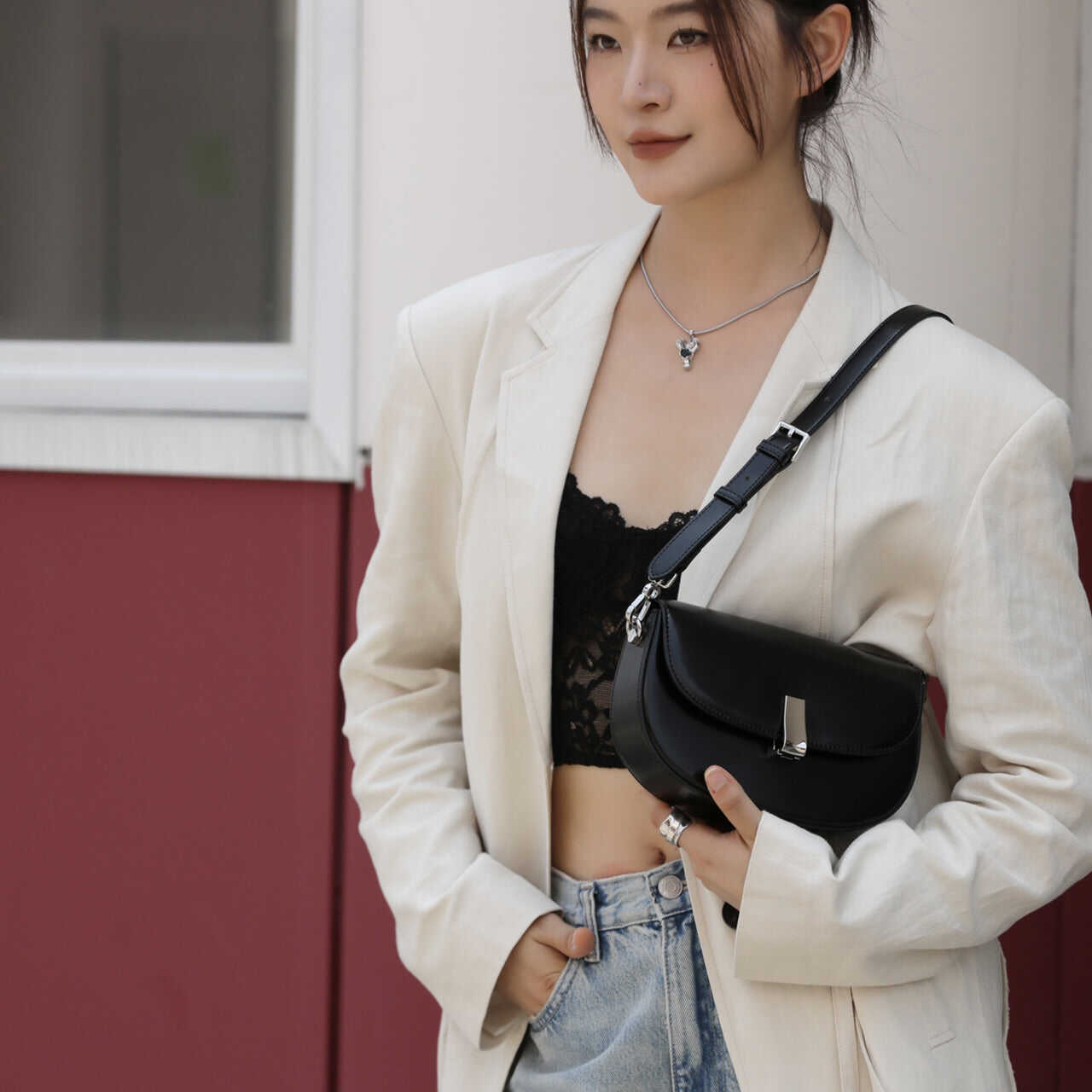 Luxury grade high quality cowhide saddle bag shoulder and crossbody