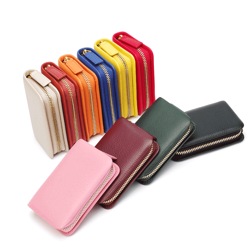 Cowhide Organ Pleated Card Holder