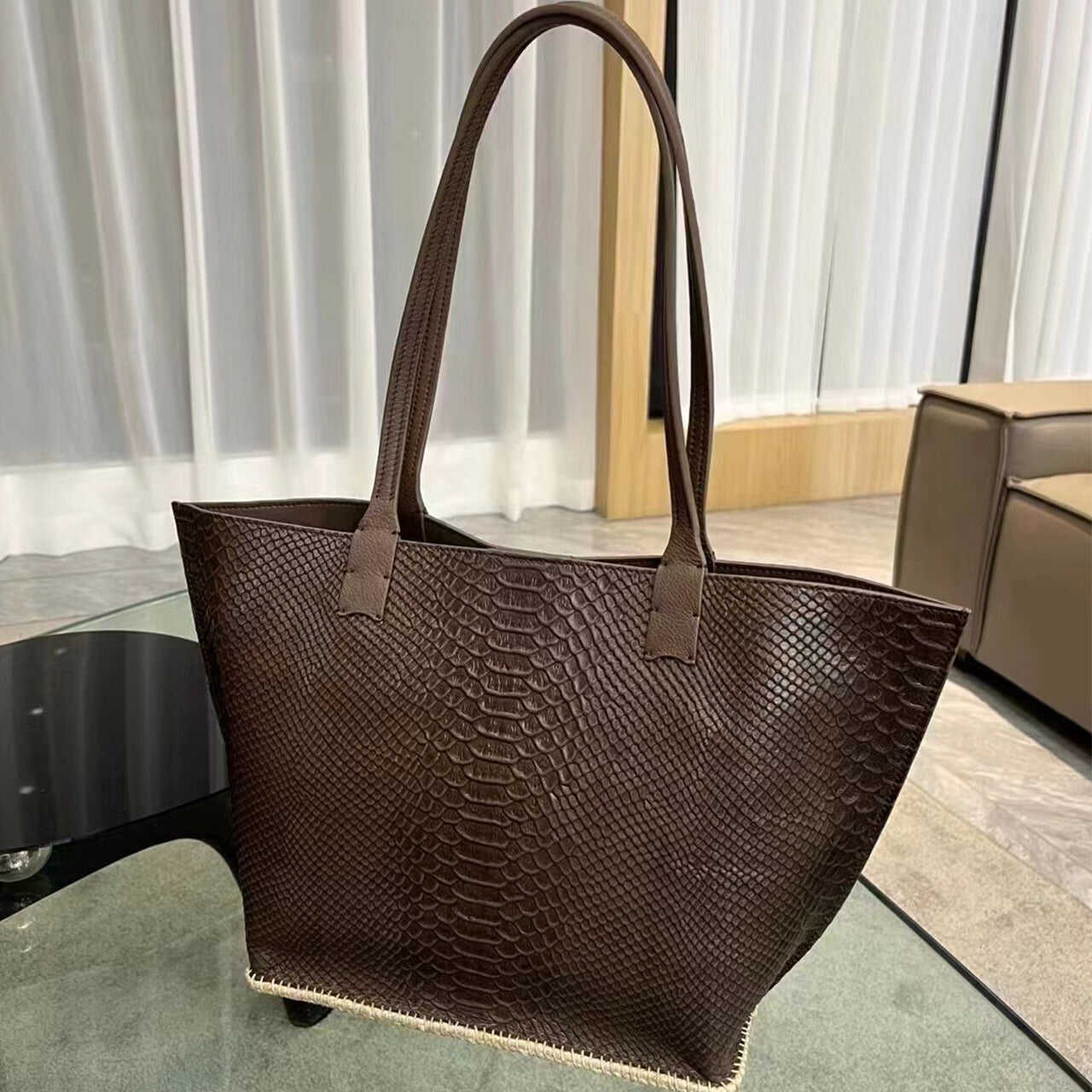 Large Yak Leather Tot Bag Full Grain Leather Shoulder Bag