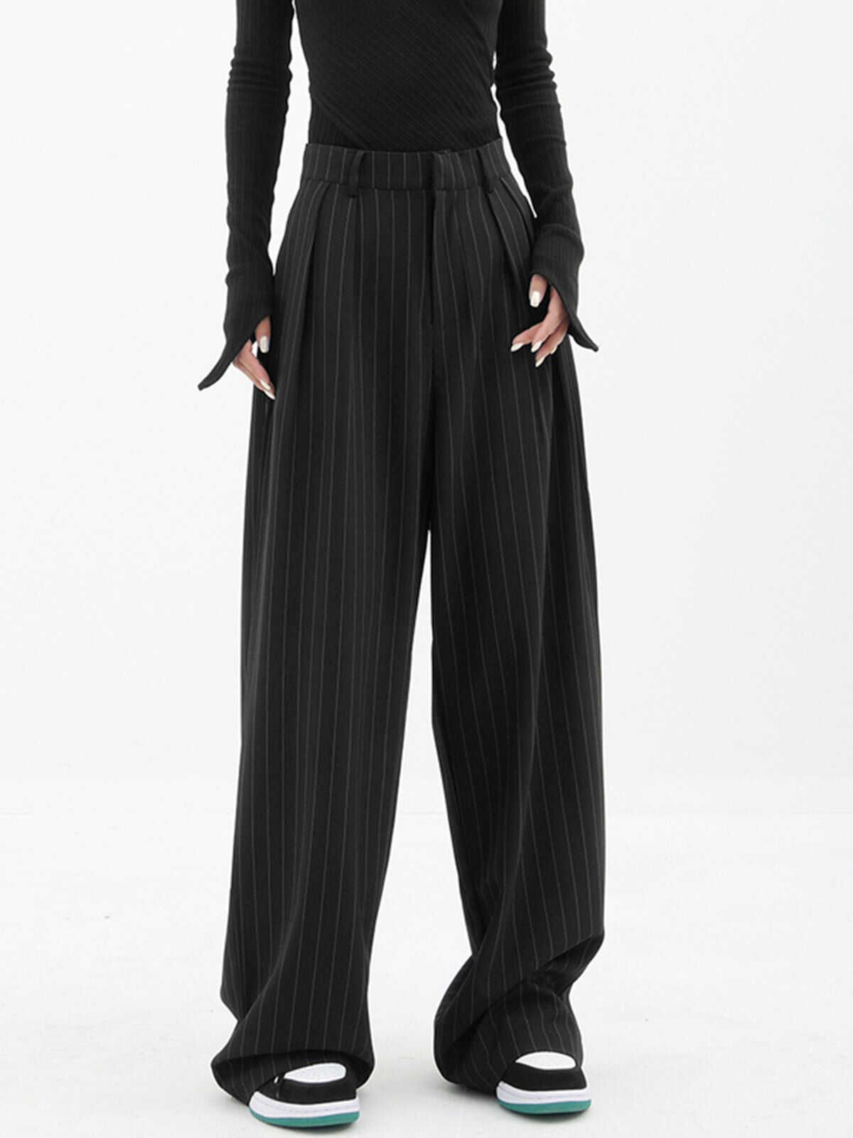 Baggy Pinstripe Wide Leg Pants